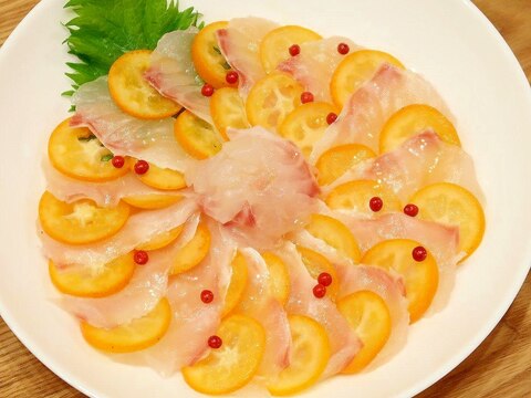 鯛と金柑(きんかん)のカルパッチョ風